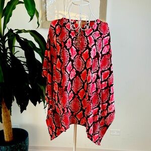 Michael Kors Woman Tunic Size S/M Red/Black Kimono Sleeves